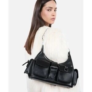 The Kooples NEW Amelia Smooth Leather Bag in Black‎ MSRP $565